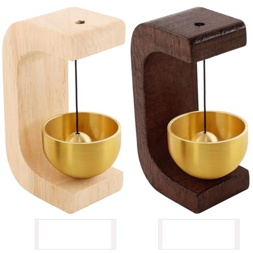 Noviatrix 2 Piezas Campanilla de Puerta de Madera, Magnético de Madera Timbre de puerta no Requiere Taladrado Timbre Comerciante Adecuado para Puertas de Entrada Oficinas Tiendas Cafeterías