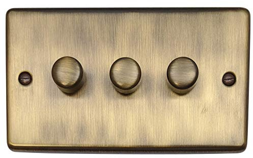 G&H Brassware CAB513 250W Three Gang Antique Brass LED Dimmer