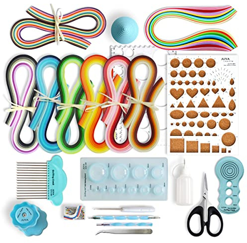 JUYA Papier Quilling-Kit QK13 mit 960 Strips und 14 Werkzeuge (Blau Werkzeuge, Papierbreite 5mm)