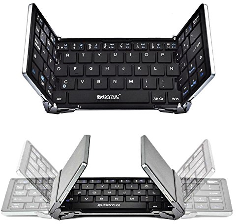 ESYNiC 5.1 Teclado Inalámbrico Tri-Plegable de Diseño Español Teclado iPad iOS Android PC Windows Air iPad Mini Pro Nenux Lenovo Huawei Smartphone Box TV etc(NO Funda)