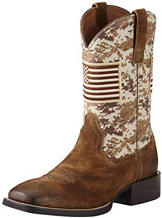 ARIAT Herren Sport Patriot Western Boot Westernstiefel, Antikes Mokka-Wildleder/Sand-Camouflage-Druck, 45 EU