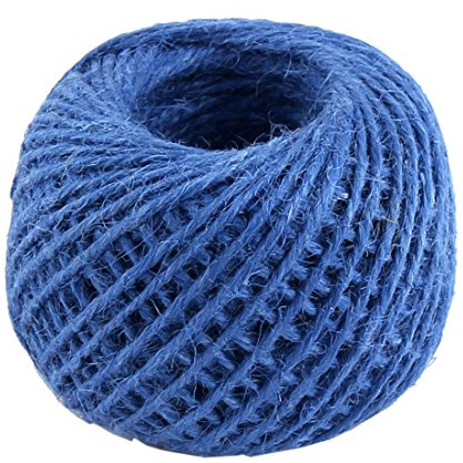 sourcing map Artesanía, arpillera de yute, cinta, cordel, cuerda, cuerda, envoltura, rollo, azul, 2 mm de diámetro, 50 m de longitud Azul