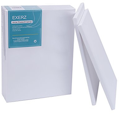 EXERZ 30x40cm Keilrahmen 5 Stück, A3 Leinwand Gerahmte Kunstleinwände 1.7cm dick/ 280GSM, 100% Baumwolle, Dreifach grundiert, Ohne Säure, Mittelkörnig