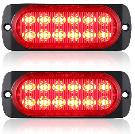 AT-HAIHAN Pack of 2 Aluminum Housing Red LED Trailer Stop Brake Turn Tail Lights, DOT Compliant Waterproof Surface Mount Lighting for Truck Tractor Jeep RV