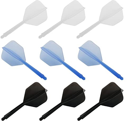 DGHAOP Integrerad dartflyg och axlar 9 st nylonplast integrerat dartskaft och flygspets dartset vit svart och blå