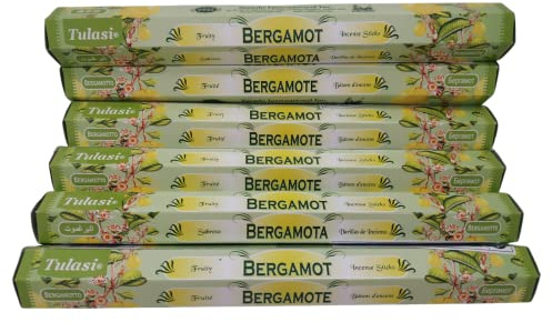 Incienso Aromático Bergamota, Incienso Natural Aromaterapia, Barras de Incienso, Caja 6 Paquetes de 20 Unidades c.u., Gran Duración