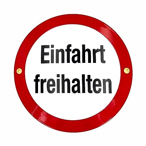 Sosenco Einfahrt freihalten Schild – Kreis 20 cm – Keramik Emaille – Wetterfest – Blechschild – Emailschild – Parken verboten