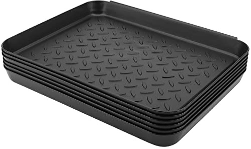 NGOSUET 6 stycken 35 x 27,5 x 3 cm skodroppskål, stor skohylla, skomatta, skobricka, plast, skodroppbrickor, svart för inomhus- och utomhusbruk