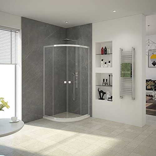 MARWELL Duschkabine LEEDS II 80x80x190 cm Runddusche mit hochwertigen Alumuniumprofilen in chrom Duschabtrennung aus Einscheibensicherheitsglas Dusche mit aushängbaren Schiebetüren zur Reinigung