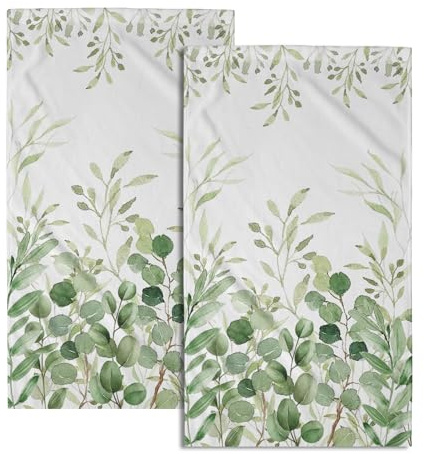 Asciugamani decorativi con eucalipto verde foglie di piante asciugamani da bagno morbidi assorbenti piatto asciugamano per cucina bagno ospite palestra spa