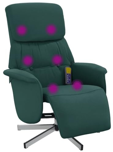 vidaXL Massagefåtölj med fotstöd mörkgrön tyg, massagerande fåtölj, massage fåtölj, lutande fåtölj, massagefåtöljer, massagerande fåtöljer