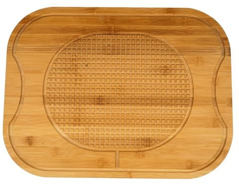 Deenz Bamboo Wooden Carving Surface with Textured Spikes Meat Rest Serving Board Platter Steak Cutting Board Juice Groove Meats Bread Fruit Vegetables Durable (Large)