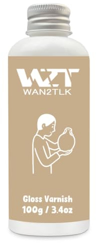 WAN2TLK 100ml Air Dry Clay Glaze, Clear Clay Glaze for Air Drying Clay, Varnish for Pottery and Acrylic Paint, Waterproof and Scratch Resistant, Design for Air Dry Clay (Gloss Varnish)