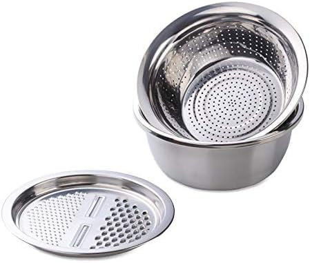 Rallador Bandeja de Drenaje de Acero Inoxidable, Cesta coladora, Cortador de Verduras, rallador, Accesorios de Cocina Rallador de Queso, Plata