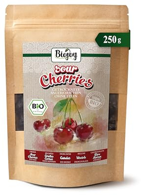 Biojoy BIO amarene essiccate, denocciolate, non solforate, 250 g | Intere, senza zuccheri aggiunti, dalla Turchia