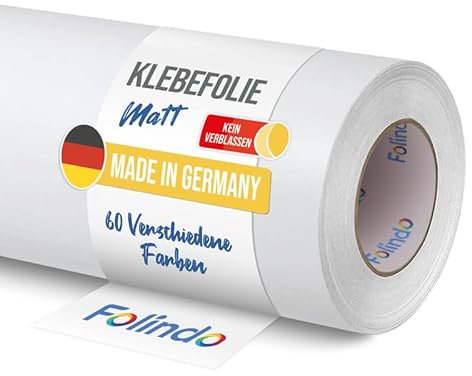 FOLINDO Möbelfolie Selbstklebend Weiß Matt 5m x 63cm - Klebefolie
