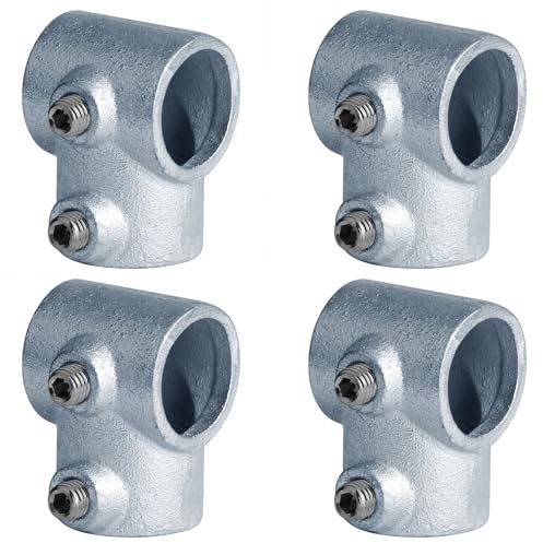 4 PCS Single-Socket 90° Tee Structural Pipe Fitting, Fits 1 Nominal (OD 1.315) Galvanized Pipe