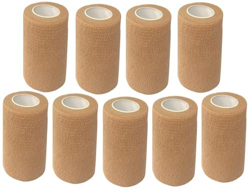 ANAMPION Venda Cohesiva 9 Pack 7.5cmX4.5M Venda Cinta Bendaje Adhesiva Vendaje Autoadhesivo Deportiva Tape Cohesivo para Muñeca Dedos Lesiones Deportivas,Hinchazón (Color de la Piel 9)