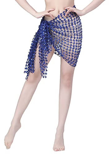 Damen Pailletten Rock Sparkle Schwarz | Sexy Bauchtanz Rock Kurz Glitzer|Silber Tassel Bauchtanz Rock Meerjungfrau Hüfttuch Tanz Hip Belt Latin Dance Hula Hip Schal Wrap Minirock Karneval Kostüm