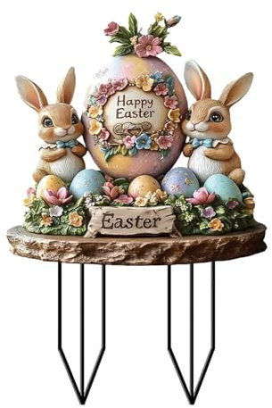 Gartenstecker Osterdeko Ostern Garten Hasen Deko, Osterstecker Gartendeko, Osterdeko Outdoor für Draußen Frühling, Osterhase Außen Gartenschilder Osterdekoration Osterhasen Frühlingsdeko Groß (LPA)