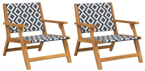 vidaXL gartenmöbel 2 pcs Schwarz und Weiß 67 x 78 x 73 cm, Garten und Terrasse, Moderne Sitzmöbel, rechteckige Lounge-Stühle, langlebig und minimalistischer Stil