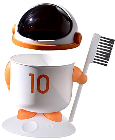 Angoily Papelera de Escritorio Astronauta de Plástico Naranja con Cepillo