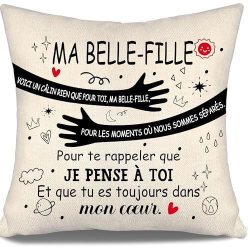 Aosumin Voici Un câlin Rien Que pour toi ma Belle-Fille pour Te rappeler Que Je Pense à toi Et Que tu ES Toujours dans Mon cœur Housses de Coussin pour Belle-Fille Anniversaire Cadeau de Noël