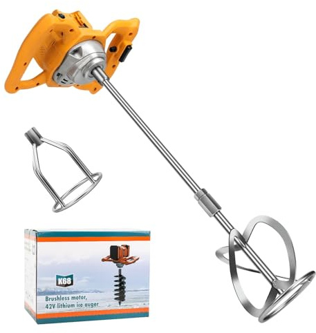 Cordless Mixer for Paint and Concrete Compatible with Dewalt 20V Battery (No Battery), Brushless Electric Paddle Mixer with 6 Speed and 2 Mixing Paddle, for Mixing Fodder Mortar Paint Glue Putty