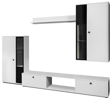 AXLIVING Wohnwand Weiß Lamellen – Formilo 240 cm breite, Modernes Design