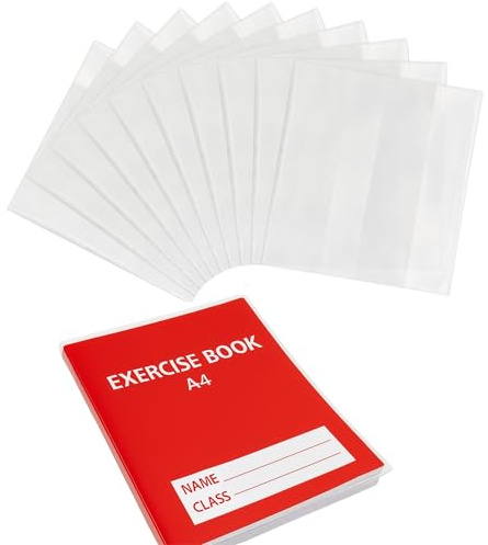 EXERZ A4-Buchumschläge, 10 Stück, mattes Finish, verstellbare PVC-Hüllen für A4-Bücher und Notizbücher, einfache Passform, mit verstellbaren Gürteln, wiederverwendbar und langlebig