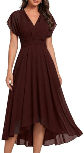 CBZDJX Women's Black Chiffon Dress Ruffle Short Sleeve Formal Dresses 2026 Summer Fashion Sexy Empire Waist Midi Dresses