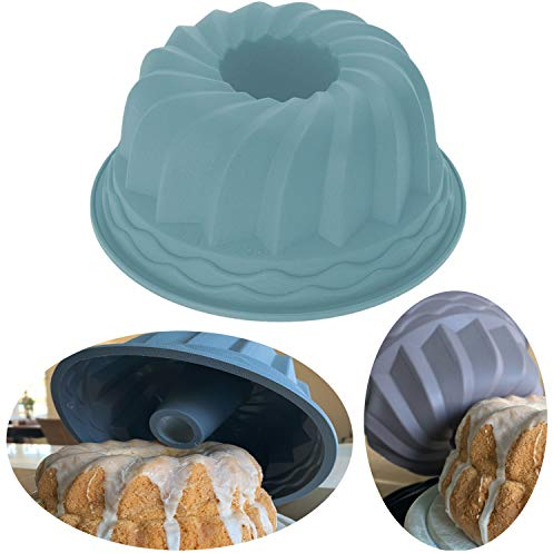 LS-LebenStil Platin Silikon Gugelhupf-Form 24cm BPA Frei runde Napfkuchenform Backform Kuchenform für Marmor- & Rührkuchen Silikonformen Antihaft Eigenschaft