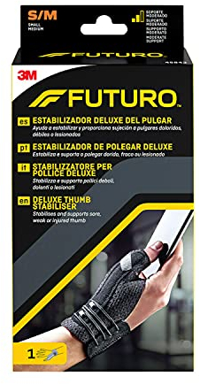 FUTURO Tutore Stabilizzatore per Pollice Destro/Sinistro, S/M, Pollice: 5.0, 6.3 cm, Polso: 12.6, 17.7 cm, Dispositivo Medico Marcato CE, Nero