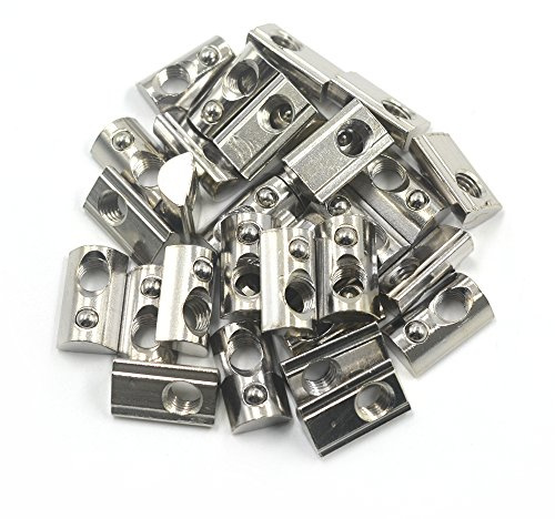4040 M8 Thread T Spring Nut, Pack of 50, Mergorun Silver European Standard 40 Series Aluminum Slot Carbon Steel Half Round Roll in Spring T Slot