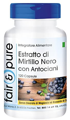 Fair & Pure® - Mirtillo con Antociani - Estratto Vegano di Mirtillo - Polvere in capsule - 120 Capsule