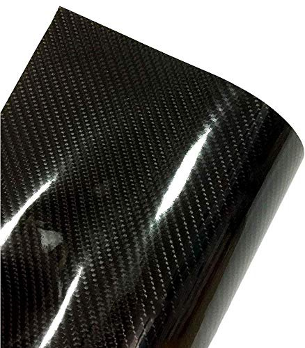 Envoltura de vinilo de fibra de carbono negro brillante 7D de 24 x 60 pulgadas para automóvil con tecnología de liberación de aire, interior y exterior + kit de herramientas gratuito (2 pies x 5 pies)