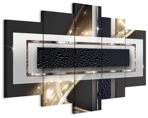 B&D XXL - Tableau Acoustique Abstrait 200x100 cm 5 Parties - Décoration Murale Anti-Bruit Isolation Phonique Bureau Chambre Panneau Insonorisant Impression sur Toile - Abstrait a-C-0038-b-p
