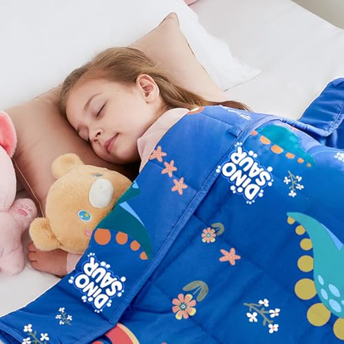 HOSUKKO Weighted Blanket - 5 lbs Blue Dinosaur Heavy Blanket - Small Size Breathable Lap Blanket(36x48, 5 lbs)