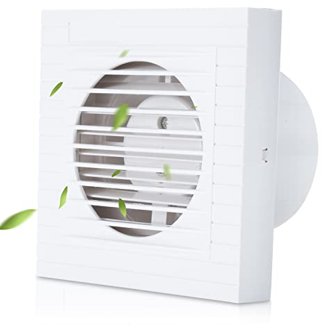 Ikodm Ventilateur de salle de bain 100 mm - Pour cuisine, salle de bain, fenêtre loft et cave, fonctionnement silencieux - Avec vis et chevilles - Blanc