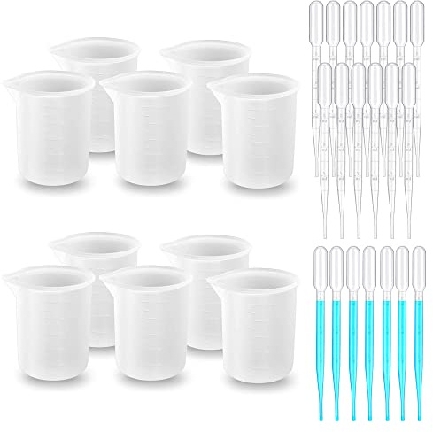 Woohome 10 Pz Tazas Medidoras de Silicona de 100 ml para Resina, Vasos Medidores de Silicona para Manualidades, Moldes de Fundición