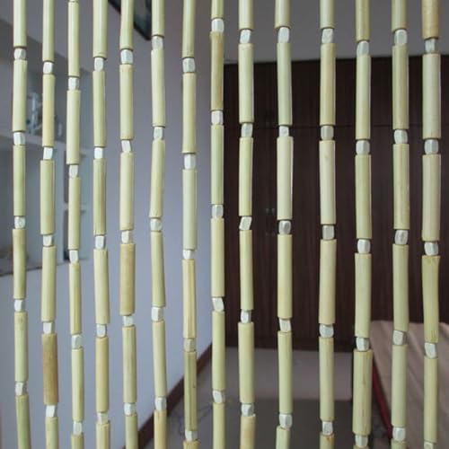 FENGSHOUU Hölzern Perlenvorhang Bambusvorhang Türvorhang Fadenvorhang,Teilervorhang Schnur Türvorhänge Panel,für Zimmerfenster Flur Eingang Dekoration,Anpassbar (50 strands-100x240cm)