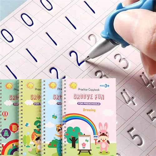 AALGO Handwriting Book Practice for Kids,Reusable Grooved Handwriting Books, Writing Practice for Kids Age 3-5