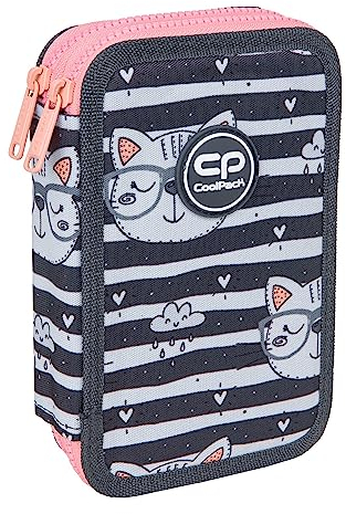 COOLPACK 2-fache Federtasche Federmappe Federmäppchen CATNIP Graffiti 35-teilig Schüleretui Stifte und Pinsel Fanartikel inkl. Aufgabenheft Federbox Etui Stiftetasche Schlamper-Etui Schul-Etui