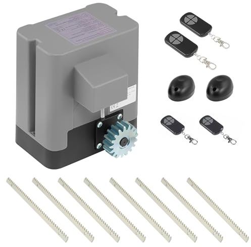 CO-Z 200W Motor para Puerta Corredera Capacidad 600KG Abridor de Puerta Corredera con 4m Cremallera de Acero y 2 Controles Remotos + 2 Controles Remotos Más