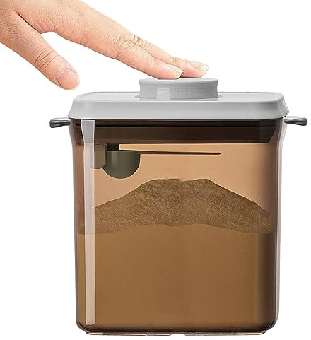 Formula Container, 1700Ml/730g Airtight Formula Dispenser, One Button Handy Pop Up Food Containers Milk Powder Container, BPA-Free Food Storage Containers with Lids, Scoop and Scraper, Dark Brown