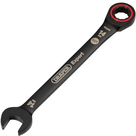 Draper 03887 Expert HI-TORQ - Llave combinada de carraca métrica, 14 mm, color negro