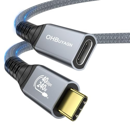 OHBUYAGN USB4 Verlängerungs Kabel 240W Thunderblot 4 Verlängerung 40Gpbs Datentransfer 8K@60Hz Videoübertragung PD3.1 USB C Stecker auf Buchse Kompatibel mit S22/S21/S20 MacBook Pro iPad (0.8M)