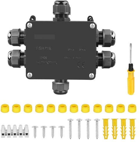IP68 Waterproof Junction Box,Big 6-Way Outdoor Cable Connectors,Wire Connector Electrical Junction Box Plastic External Sleeve Protection Box for Ø 4mm -15mm Diameter Cable