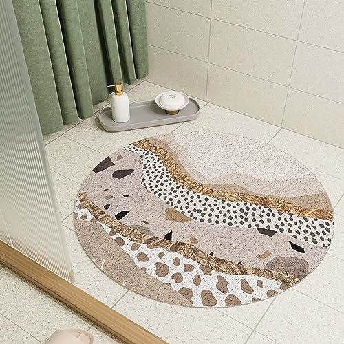 GLMGBP Runde Duschmatte, 80 cm, Luffa-Badematte für Badezimmer in der Dusche, rutschfeste Anti-Schimmel-PVC-Badewannenmatte mit Ablauf, schnell trocknende Duschbadematte für nasse Bereiche