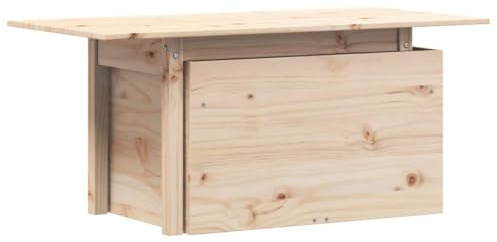 vidaXL Mesa de Jardín, Mesita de Centro con Tablero Ajustable, Mueble de Comedor, Decoración para Patio Porche Césped, Madera Maciza de Pino